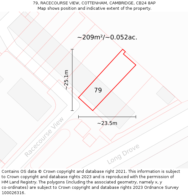 79, RACECOURSE VIEW, COTTENHAM, CAMBRIDGE, CB24 8AP: Plot and title map
