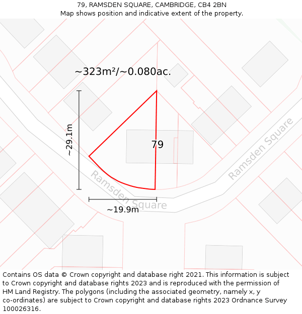79, RAMSDEN SQUARE, CAMBRIDGE, CB4 2BN: Plot and title map