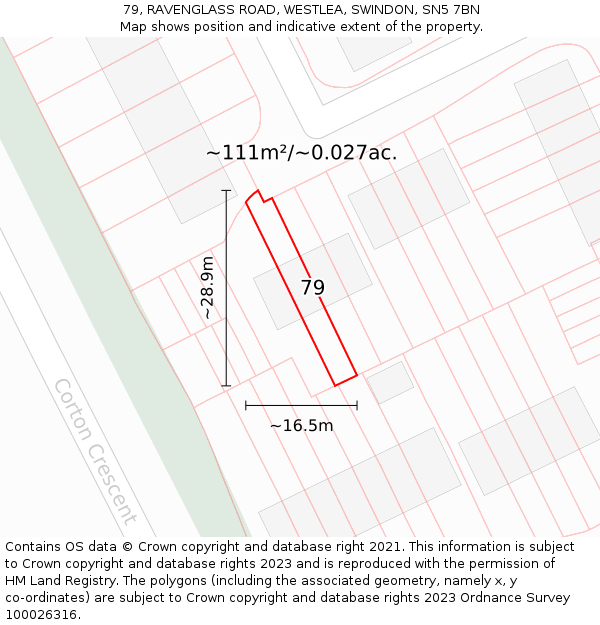 79, RAVENGLASS ROAD, WESTLEA, SWINDON, SN5 7BN: Plot and title map
