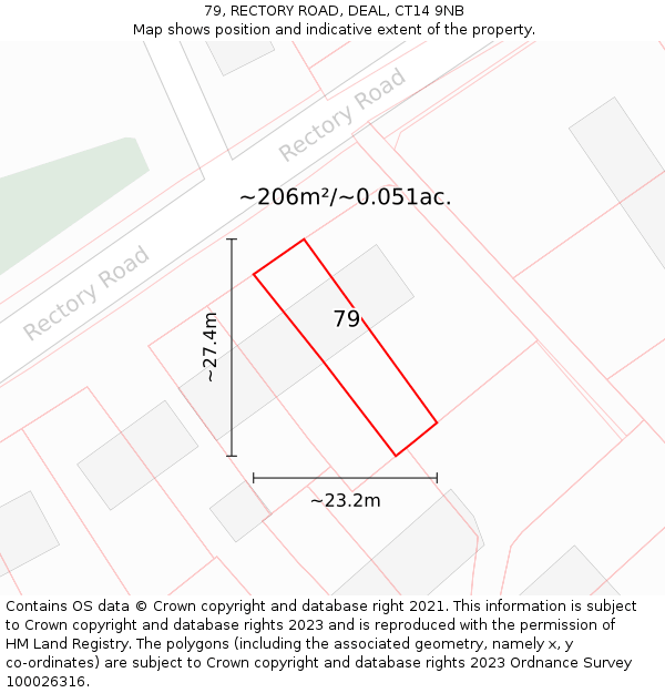 79, RECTORY ROAD, DEAL, CT14 9NB: Plot and title map