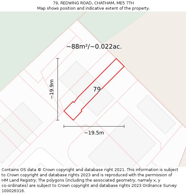 79, REDWING ROAD, CHATHAM, ME5 7TH: Plot and title map
