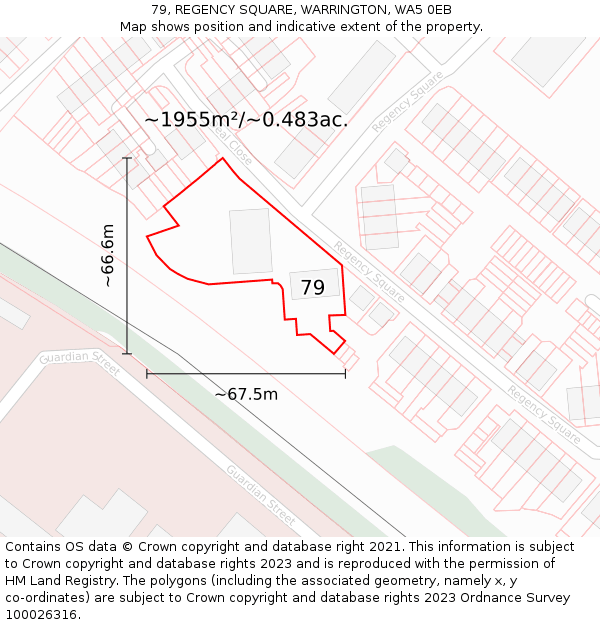 79, REGENCY SQUARE, WARRINGTON, WA5 0EB: Plot and title map
