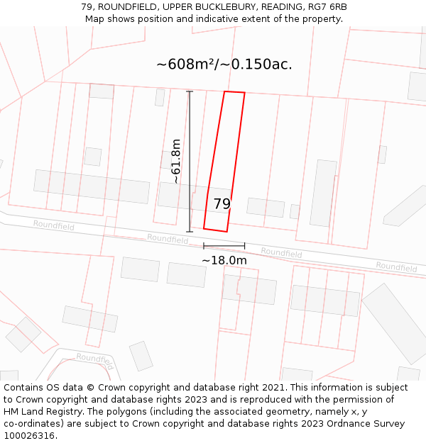 79, ROUNDFIELD, UPPER BUCKLEBURY, READING, RG7 6RB: Plot and title map