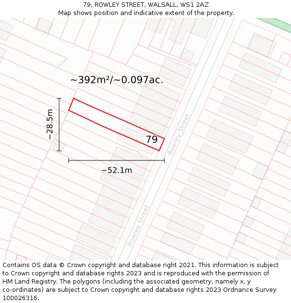79, ROWLEY STREET, WALSALL, WS1 2AZ: Plot and title map