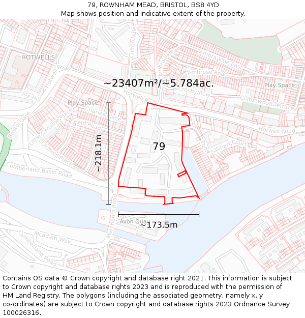 79, ROWNHAM MEAD, BRISTOL, BS8 4YD: Plot and title map