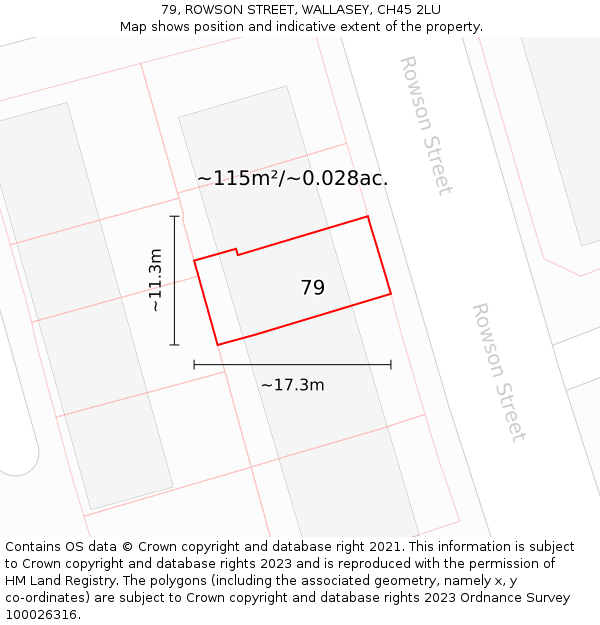 79, ROWSON STREET, WALLASEY, CH45 2LU: Plot and title map