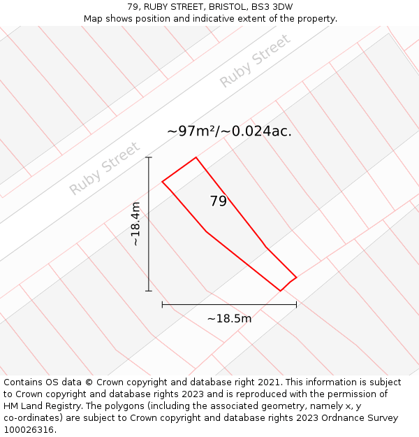 79, RUBY STREET, BRISTOL, BS3 3DW: Plot and title map