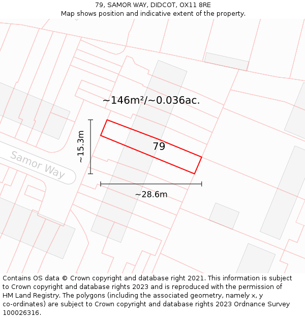 79, SAMOR WAY, DIDCOT, OX11 8RE: Plot and title map