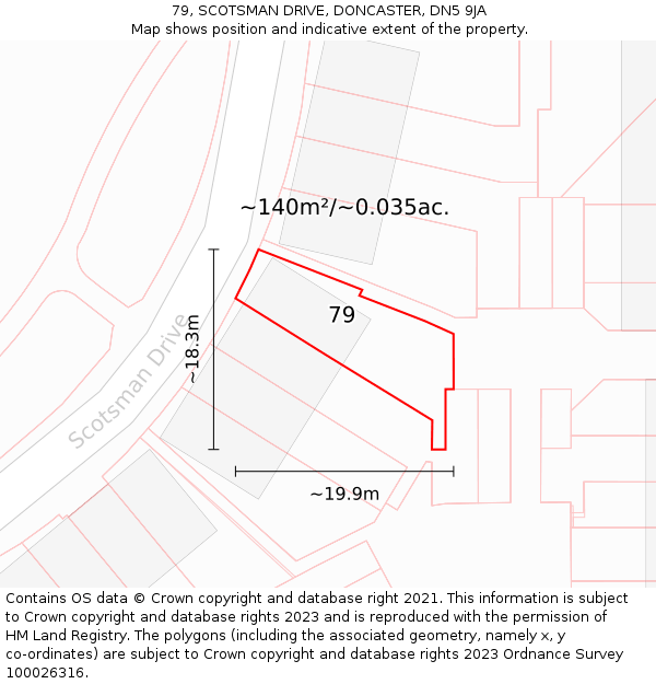 79, SCOTSMAN DRIVE, DONCASTER, DN5 9JA: Plot and title map
