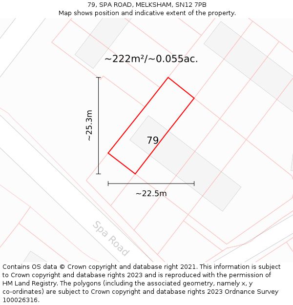 79, SPA ROAD, MELKSHAM, SN12 7PB: Plot and title map