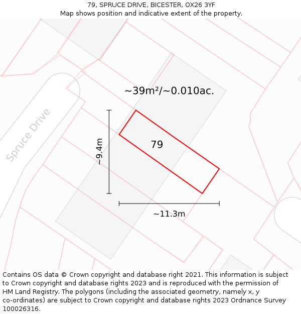 79, SPRUCE DRIVE, BICESTER, OX26 3YF: Plot and title map