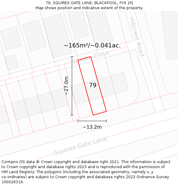 79, SQUIRES GATE LANE, BLACKPOOL, FY4 1PJ: Plot and title map
