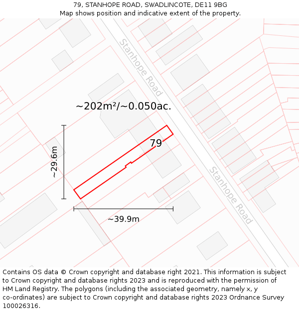 79, STANHOPE ROAD, SWADLINCOTE, DE11 9BG: Plot and title map