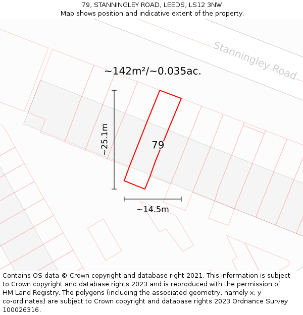 79, STANNINGLEY ROAD, LEEDS, LS12 3NW: Plot and title map