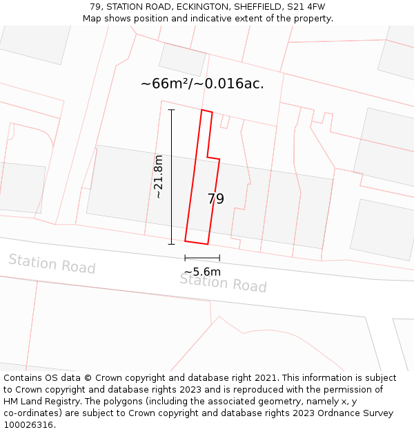 79, STATION ROAD, ECKINGTON, SHEFFIELD, S21 4FW: Plot and title map