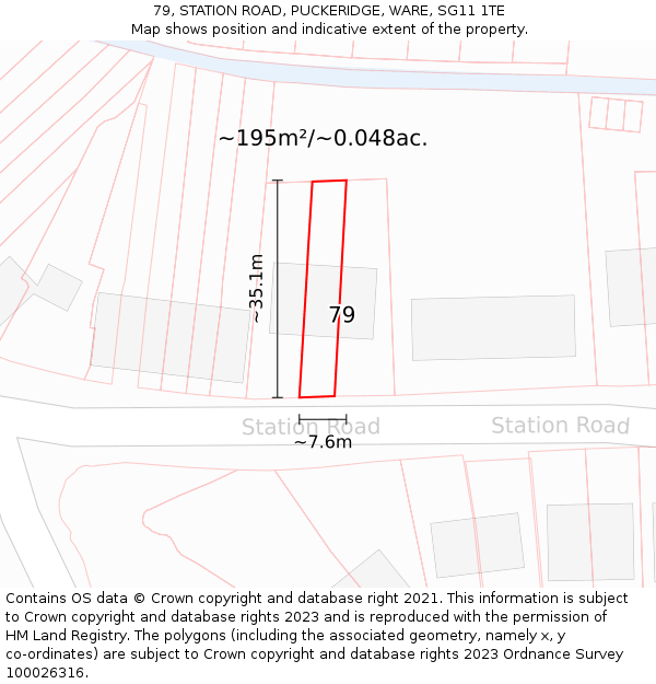 79, STATION ROAD, PUCKERIDGE, WARE, SG11 1TE: Plot and title map