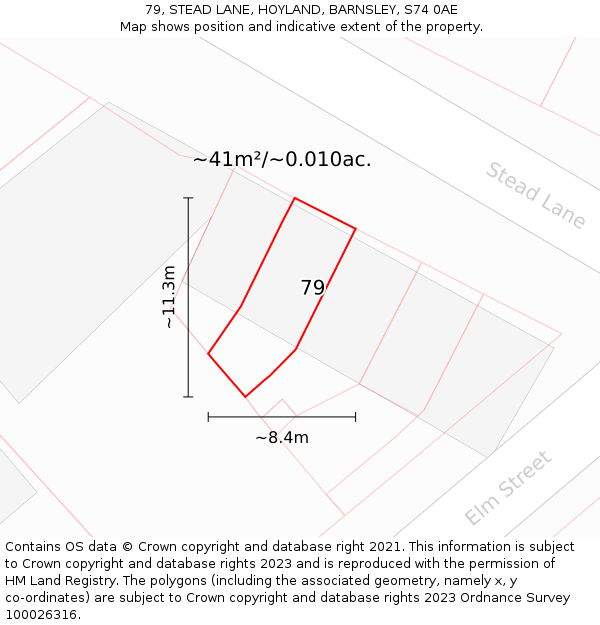 79, STEAD LANE, HOYLAND, BARNSLEY, S74 0AE: Plot and title map