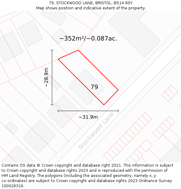79, STOCKWOOD LANE, BRISTOL, BS14 8SY: Plot and title map