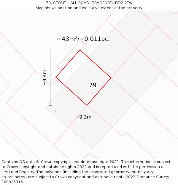 79, STONE HALL ROAD, BRADFORD, BD2 2EW: Plot and title map
