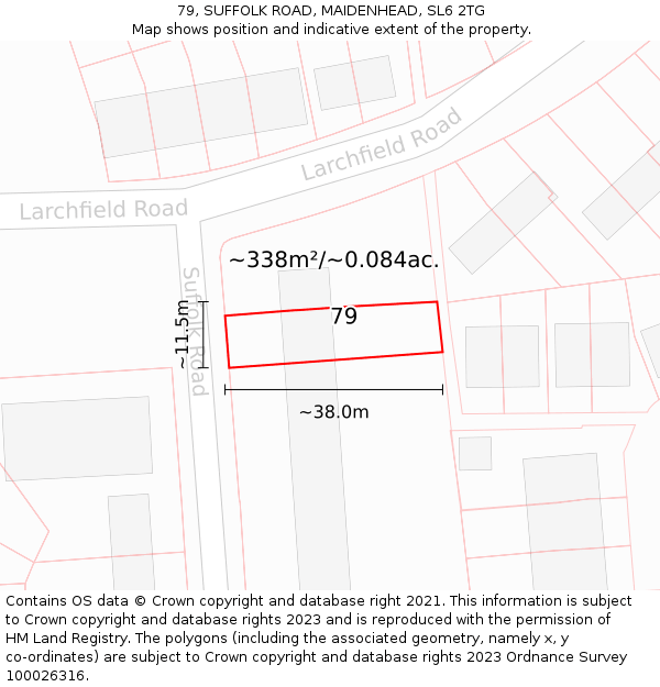 79, SUFFOLK ROAD, MAIDENHEAD, SL6 2TG: Plot and title map