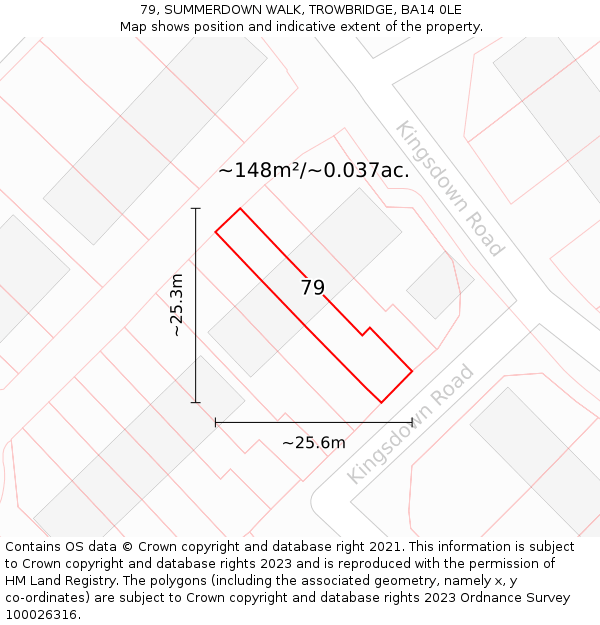 79, SUMMERDOWN WALK, TROWBRIDGE, BA14 0LE: Plot and title map