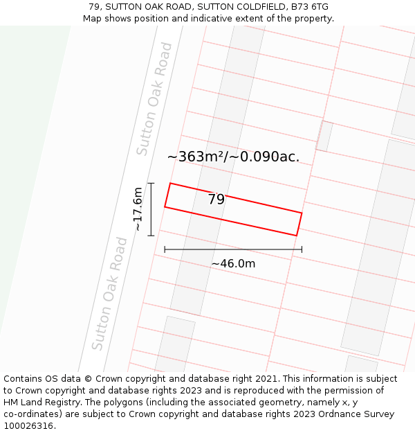 79, SUTTON OAK ROAD, SUTTON COLDFIELD, B73 6TG: Plot and title map
