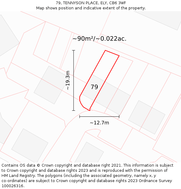 79, TENNYSON PLACE, ELY, CB6 3WF: Plot and title map