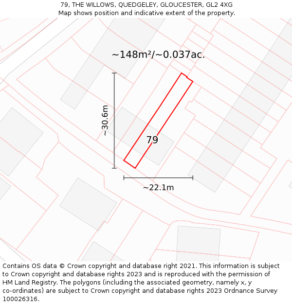 79, THE WILLOWS, QUEDGELEY, GLOUCESTER, GL2 4XG: Plot and title map