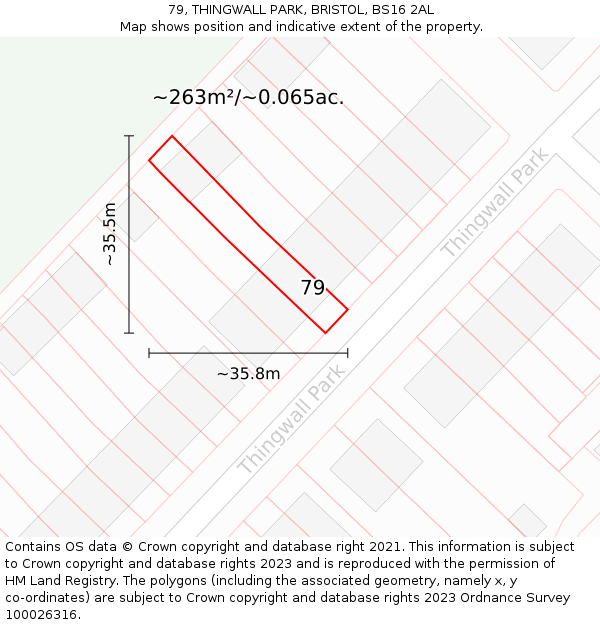 79, THINGWALL PARK, BRISTOL, BS16 2AL: Plot and title map