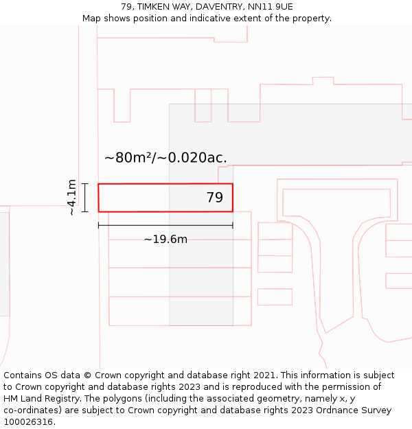 79, TIMKEN WAY, DAVENTRY, NN11 9UE: Plot and title map