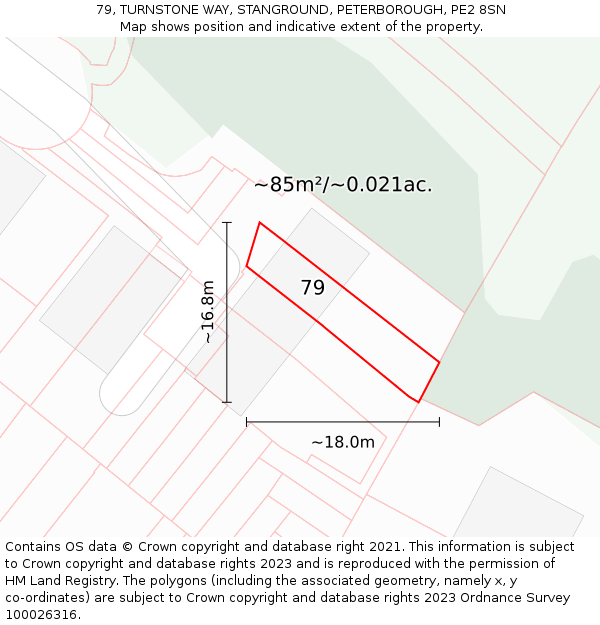 79, TURNSTONE WAY, STANGROUND, PETERBOROUGH, PE2 8SN: Plot and title map