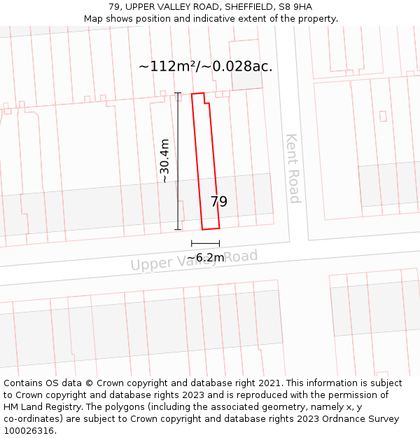 79, UPPER VALLEY ROAD, SHEFFIELD, S8 9HA: Plot and title map