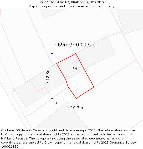 79, VICTORIA ROAD, BRADFORD, BD2 2DQ: Plot and title map