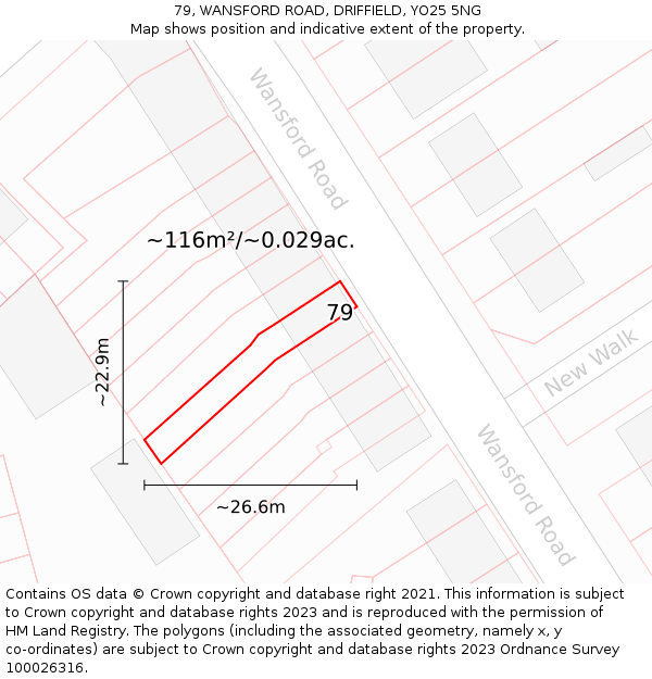 79, WANSFORD ROAD, DRIFFIELD, YO25 5NG: Plot and title map