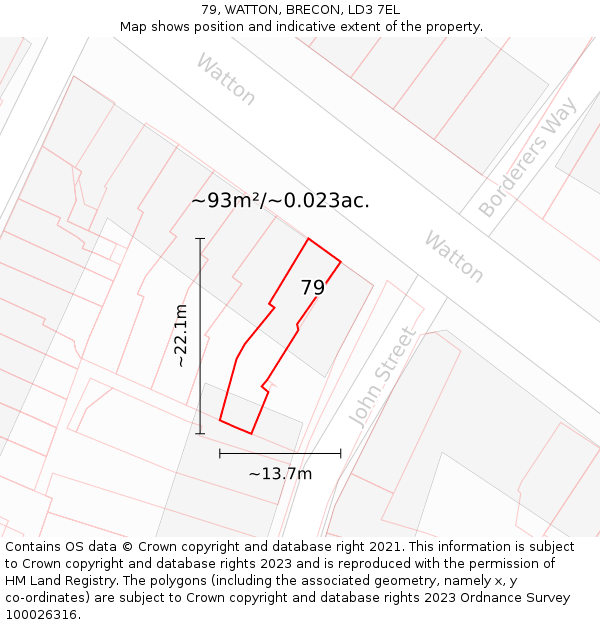 79, WATTON, BRECON, LD3 7EL: Plot and title map