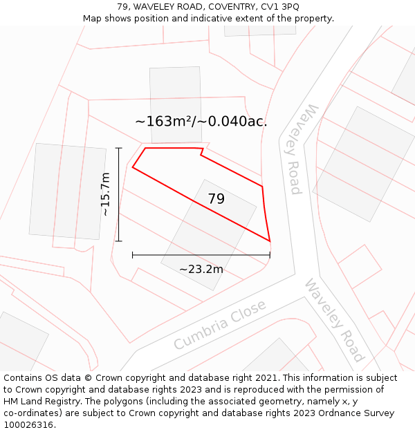 79, WAVELEY ROAD, COVENTRY, CV1 3PQ: Plot and title map