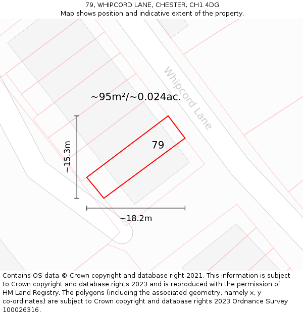79, WHIPCORD LANE, CHESTER, CH1 4DG: Plot and title map