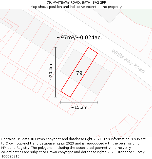 79, WHITEWAY ROAD, BATH, BA2 2RF: Plot and title map