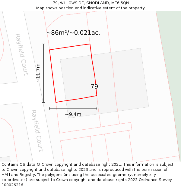 79, WILLOWSIDE, SNODLAND, ME6 5QN: Plot and title map