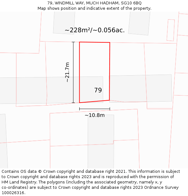 79, WINDMILL WAY, MUCH HADHAM, SG10 6BQ: Plot and title map