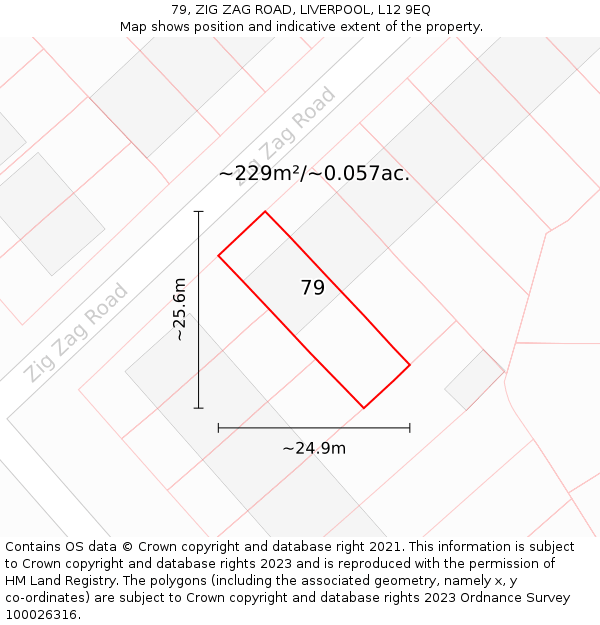 79, ZIG ZAG ROAD, LIVERPOOL, L12 9EQ: Plot and title map