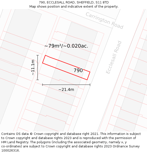 790, ECCLESALL ROAD, SHEFFIELD, S11 8TD: Plot and title map