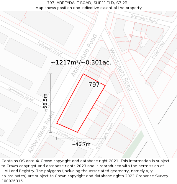 797, ABBEYDALE ROAD, SHEFFIELD, S7 2BH: Plot and title map