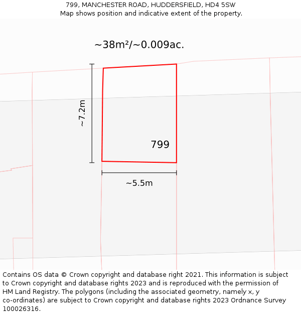 799, MANCHESTER ROAD, HUDDERSFIELD, HD4 5SW: Plot and title map