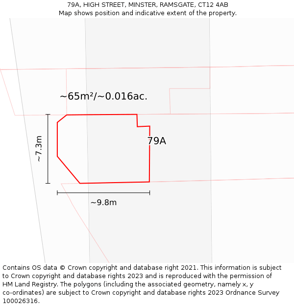 79A, HIGH STREET, MINSTER, RAMSGATE, CT12 4AB: Plot and title map