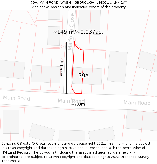 79A, MAIN ROAD, WASHINGBOROUGH, LINCOLN, LN4 1AY: Plot and title map