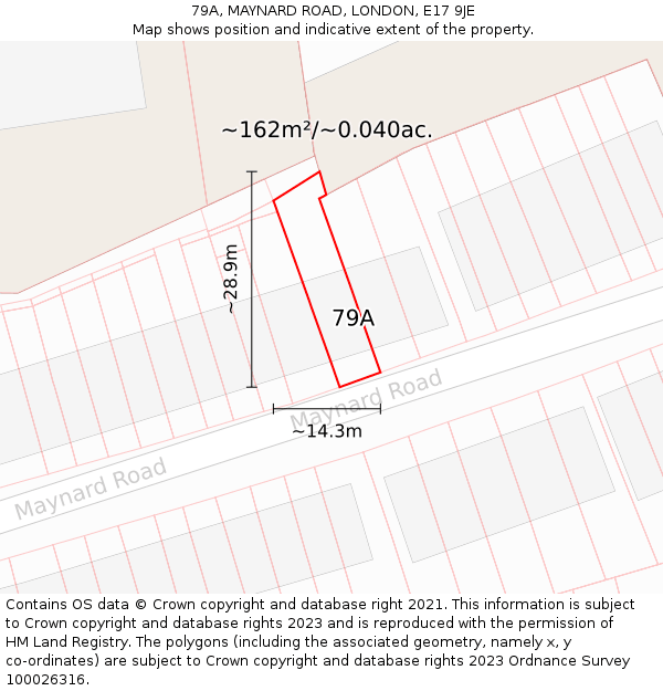 79A, MAYNARD ROAD, LONDON, E17 9JE: Plot and title map
