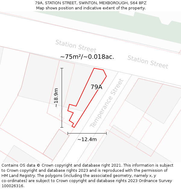 79A, STATION STREET, SWINTON, MEXBOROUGH, S64 8PZ: Plot and title map