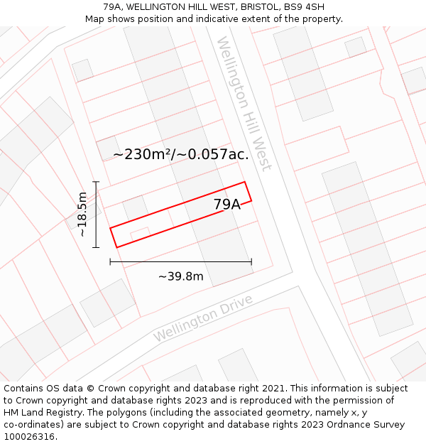 79A, WELLINGTON HILL WEST, BRISTOL, BS9 4SH: Plot and title map