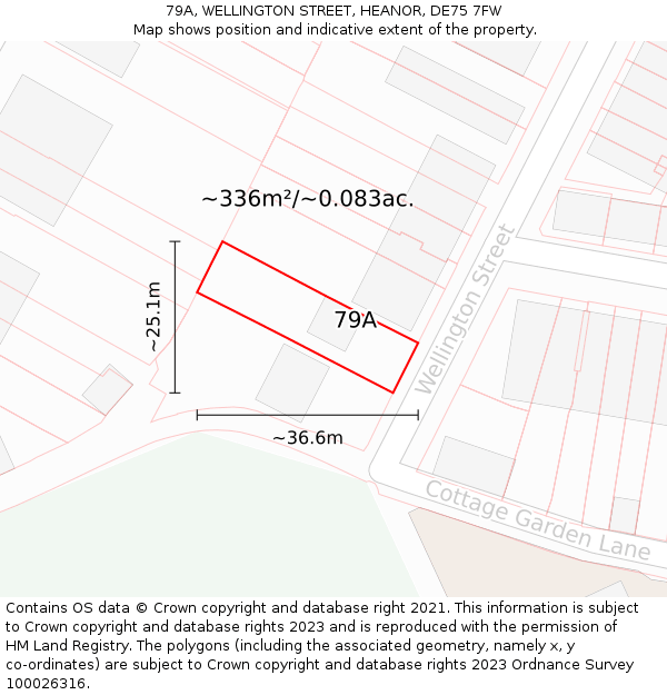 79A, WELLINGTON STREET, HEANOR, DE75 7FW: Plot and title map